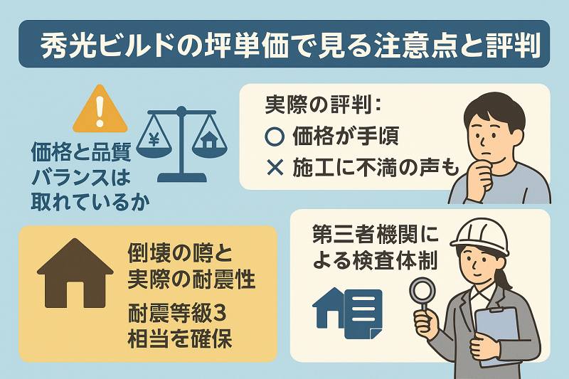 秀光ビルドの坪単価で見る注意点と評判