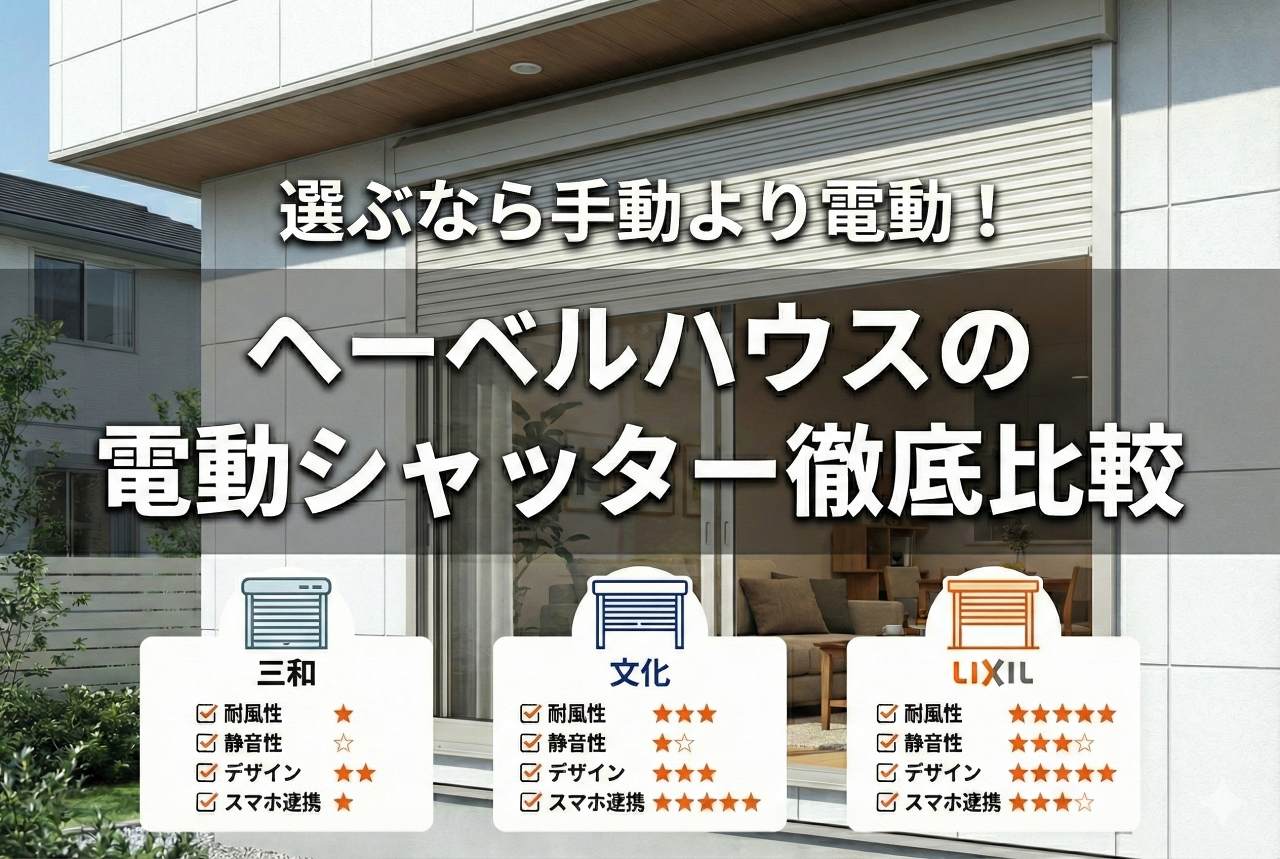 ヘーベルハウスの電動シャッター導入ガイド！費用や各商品の比較、後付けの注意点など